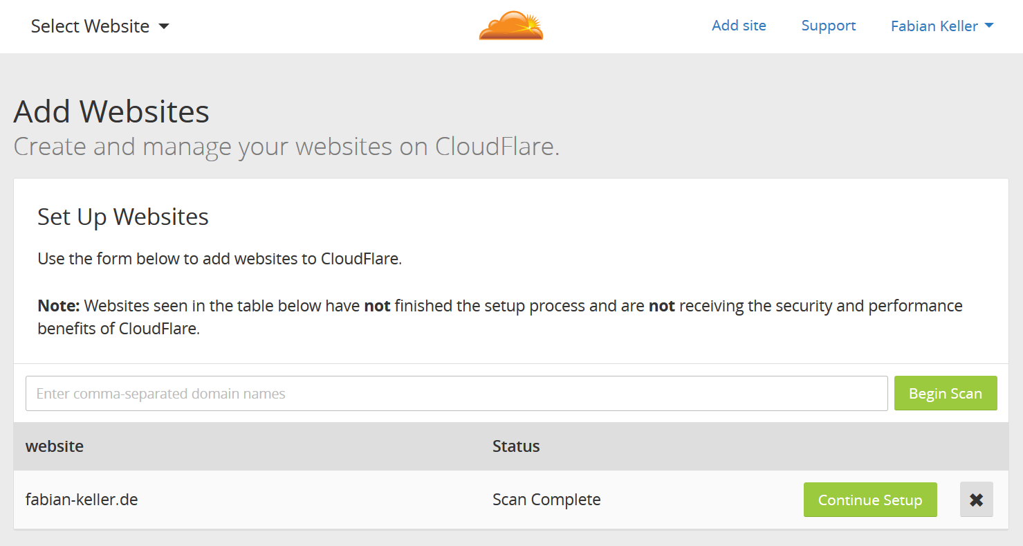 CloudFlare setup website