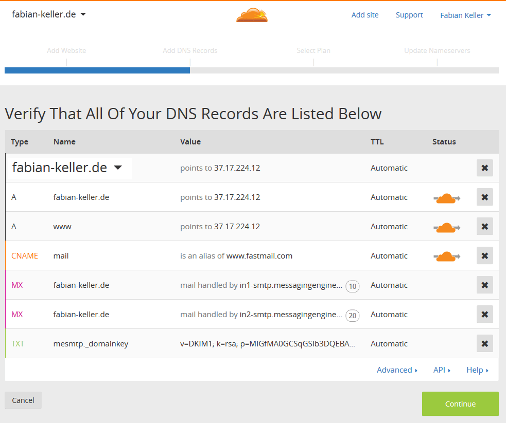 CloudFlare verify DNS settings